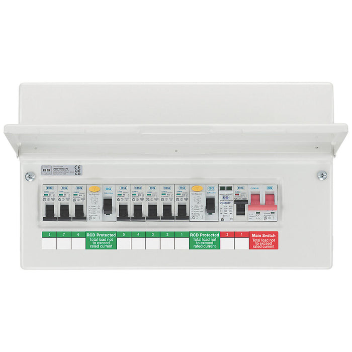British General Consumer Unit Fuse Box 8 Way Populated Dual RCD With SPD 63A - Image 3