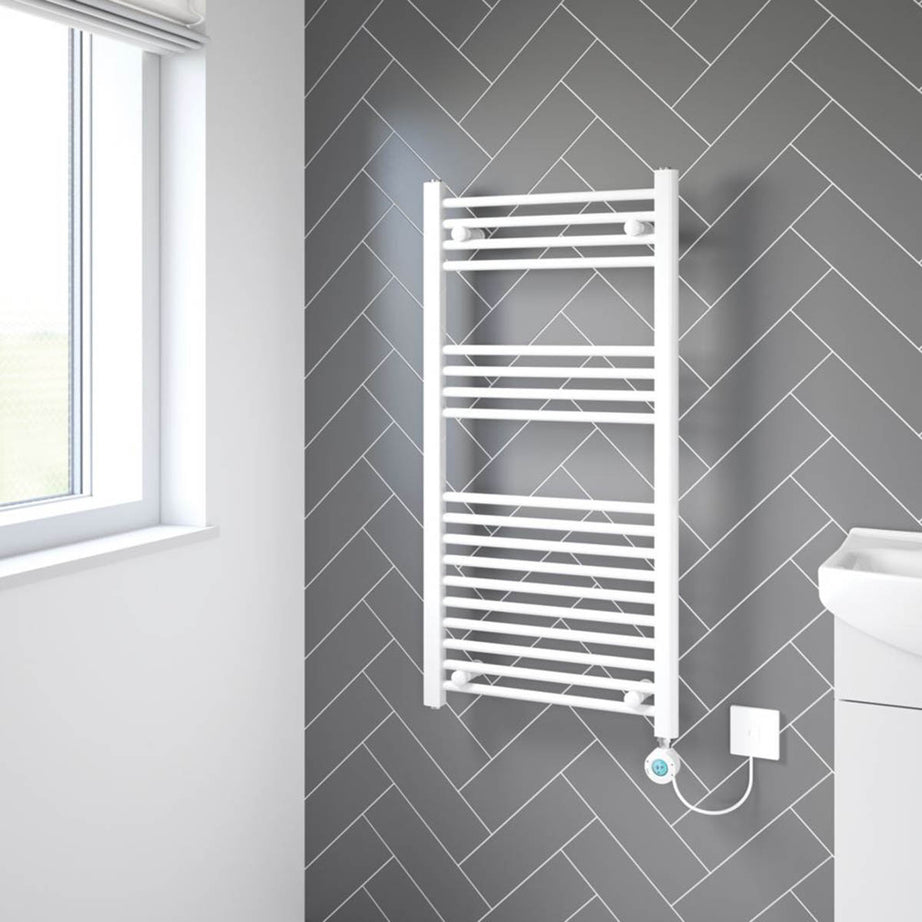 Flomasta Towel Radiator Rail Electric White Bathroom Warmer 250W (H)100x(W)50cm - Image 1