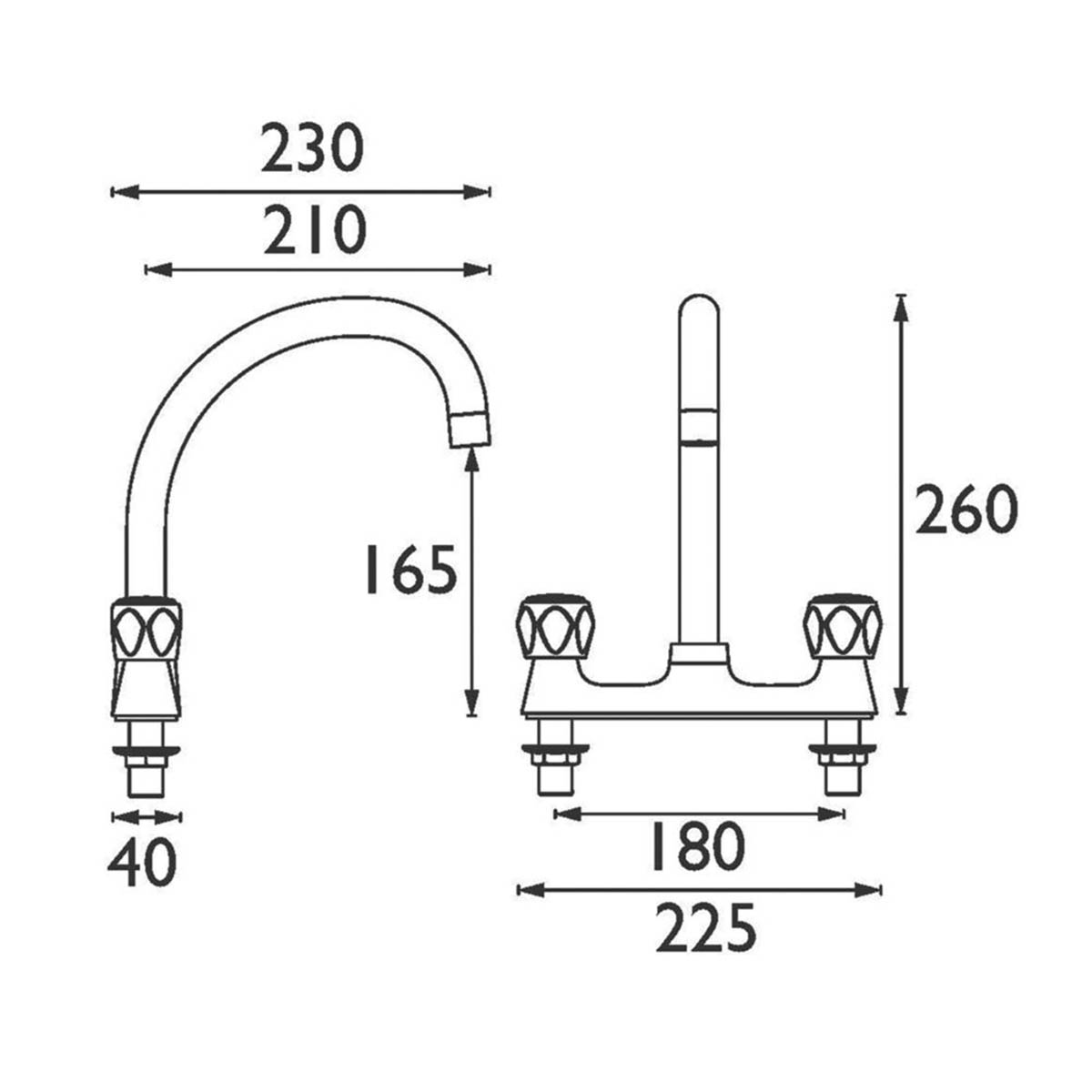 Bristan Kitchen Tap Mixer Chrome Dual Lever Round Head Swivel Spout Faucet - Image 2