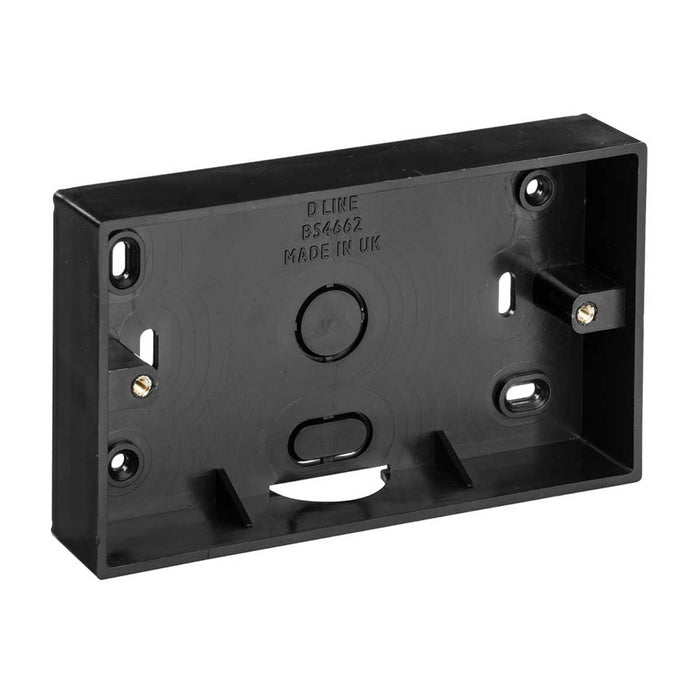 Back Box Wall Socket 2-Gang UK Surface Mounted Pattress Black 28mm 10 Pack - Image 2