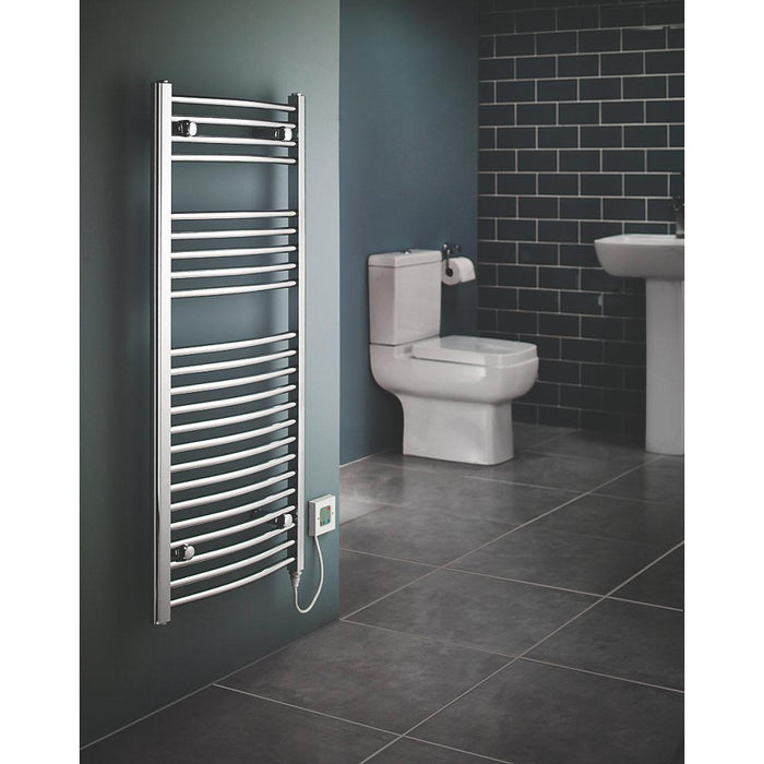 Flomasta Towel Rail Radiator Electric Chrome Curved Bathroom Warmer H110xW50cm - Image 2