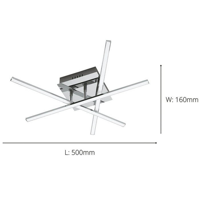 LED Ceiling Light Chrome Criss-Cross Elements Modern Warm White For Low Ceilings - Image 3