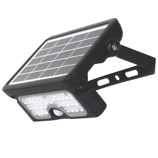 Luceco Solar Wall Light Black LED PIR Sensor 550Lm Dimmable ABS Outdoor IP65 - Image 1