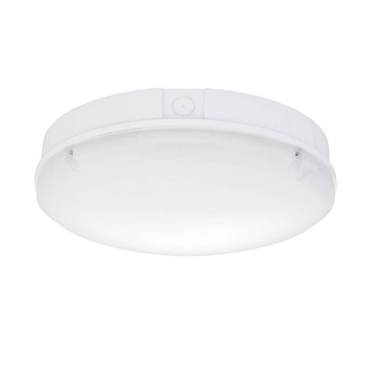 Saxby Forca Outdoor Round LED Bulkhead With Microwave Sensor Gloss White 8/12/15W 1800lm - Image 1