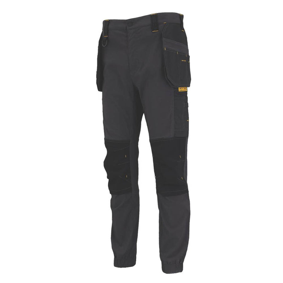DeWalt Mens Work Trousers Grey Black Breathable Slim Fit Pockets 32" W 31" L - Image 1