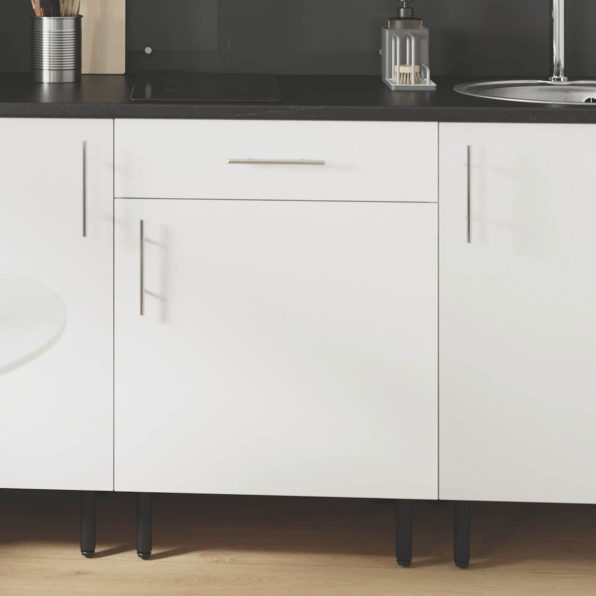 Kitchen Base Unit Cabinet Matt White Door Drawer Storage Cupboard 60x59x86cm - Image 2