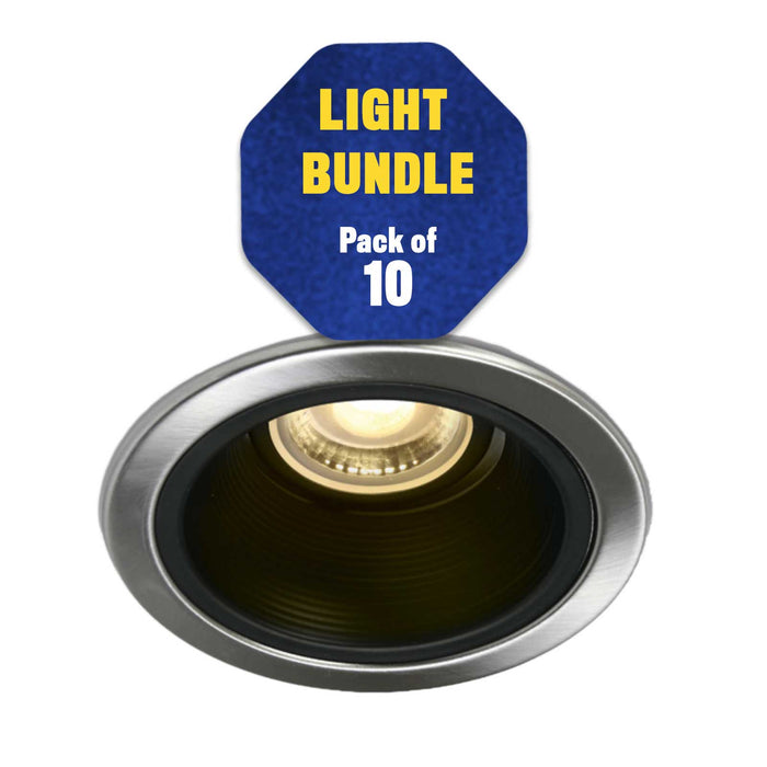 Recessed Spot Light With Holder Downlights Round Brushed Chrome 50W Pack of 6/10 - Image 1