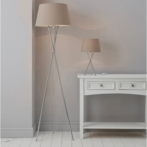 GoodHome Floor & Table Lamp Gooban Chrome Effect Living Room Hallway Lighting - Image 1