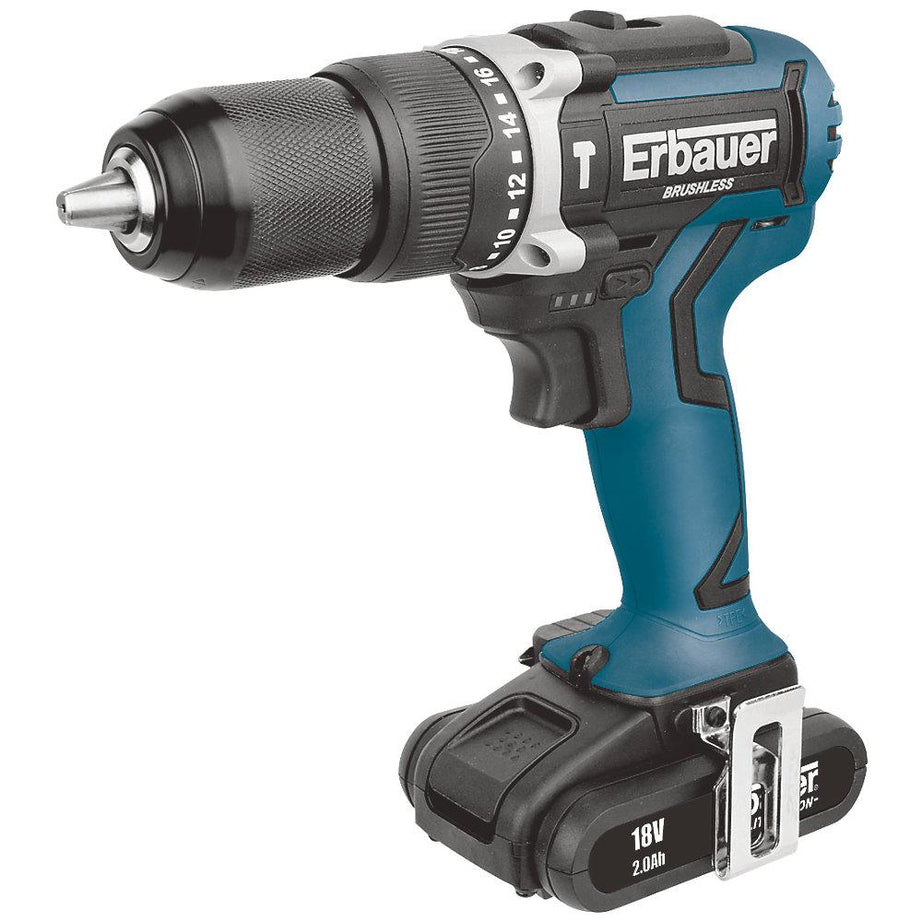 Erbauer ERI691COM 18V 2.0Ah Li-Ion Brushless Cordless Combi Drill - Image 1